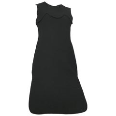 Pierre Cardin for Saks Fifth Avenue 1971 Black Wool Sleeveless Dress Size 6.