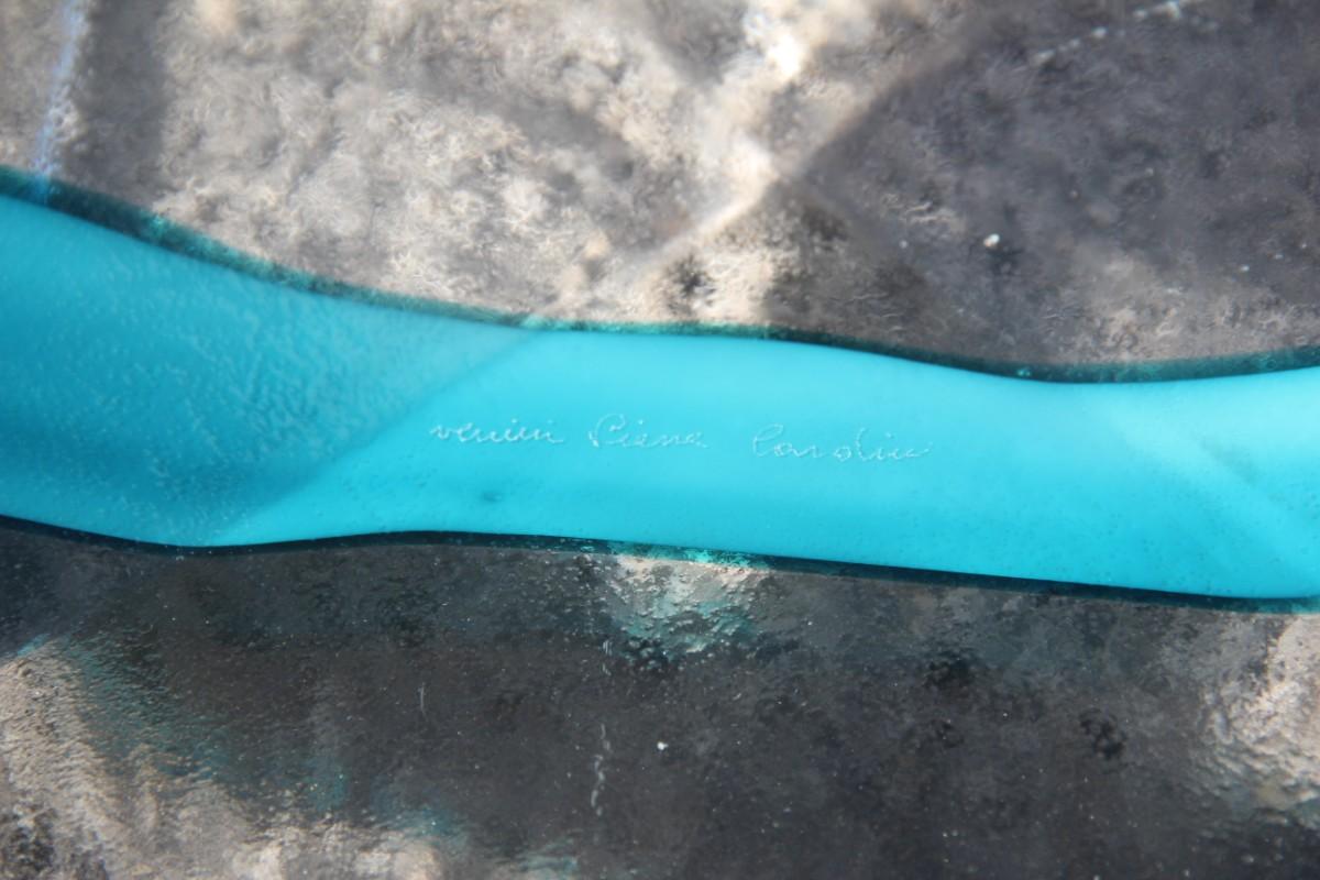 Pierre Cardin for Venini 1970 Square Transparent Murano Bowl Light Blue Glass For Sale 1