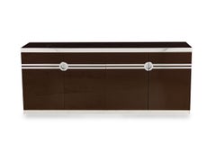 Pierre Cardin French Mid-Century (1970
s) chocolate Lacquered 
Chrome Credenza