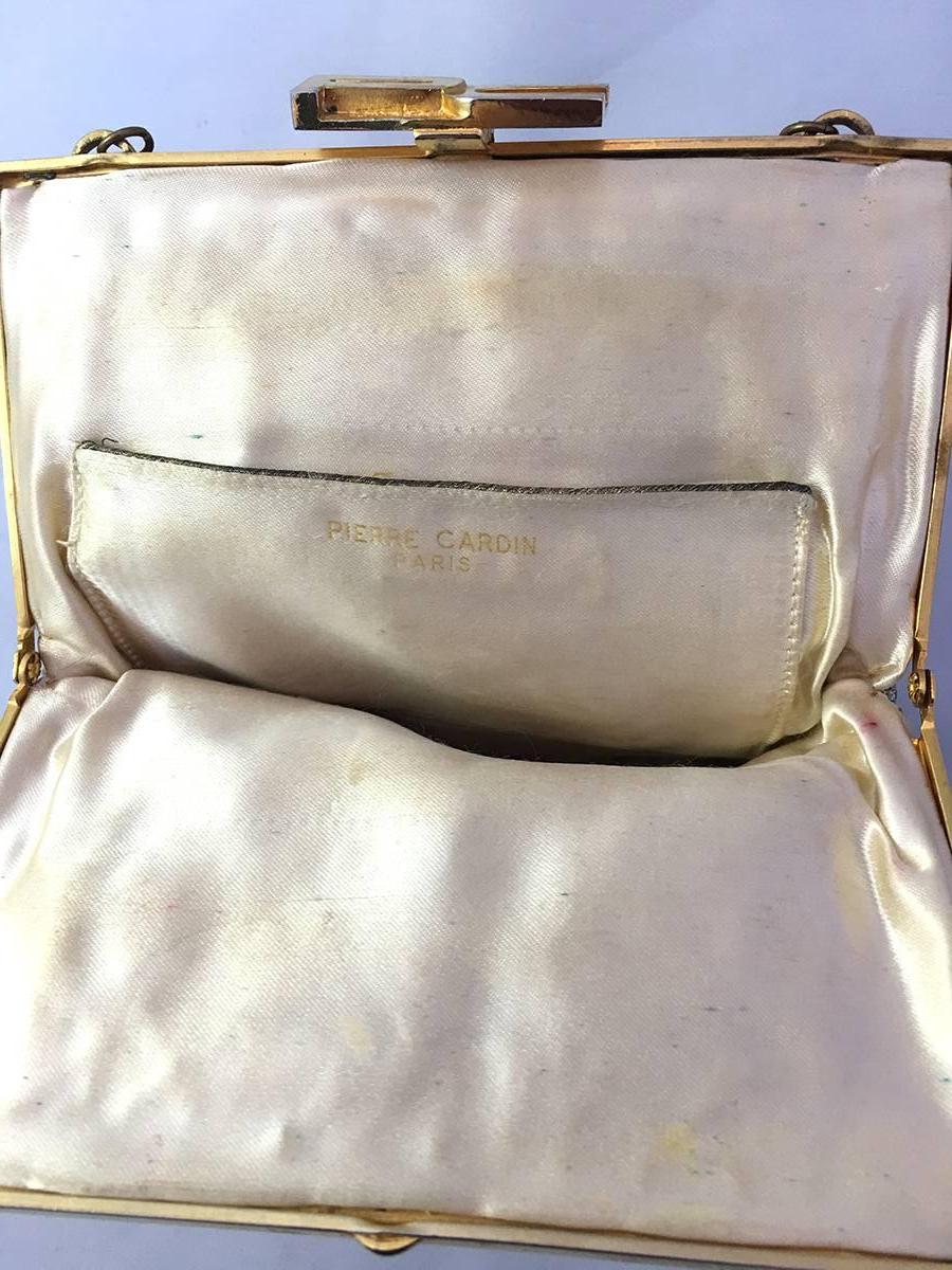 Brown Pierre Cardin Gold and Silver Beaded Monogram Handbag