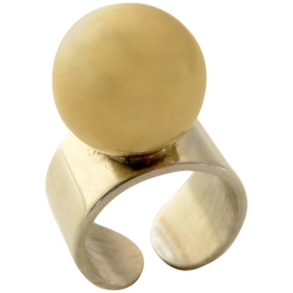 Pierre Cardin Gold Sterling Disco Mod Ring