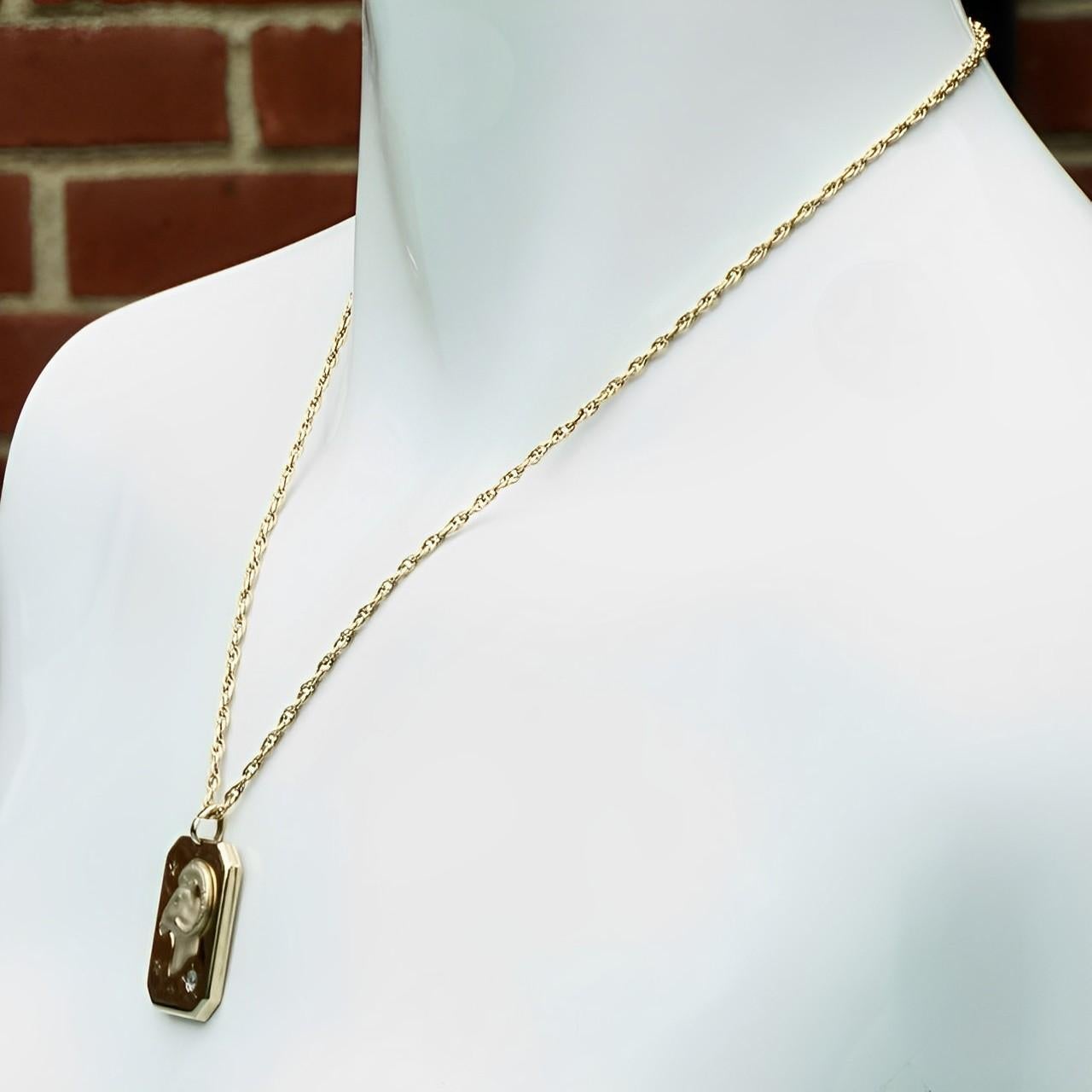 Women's or Men's Pierre Cardin Gold Tone Aries Zodiac Pendant Necklace set with a Diamond For Sale
