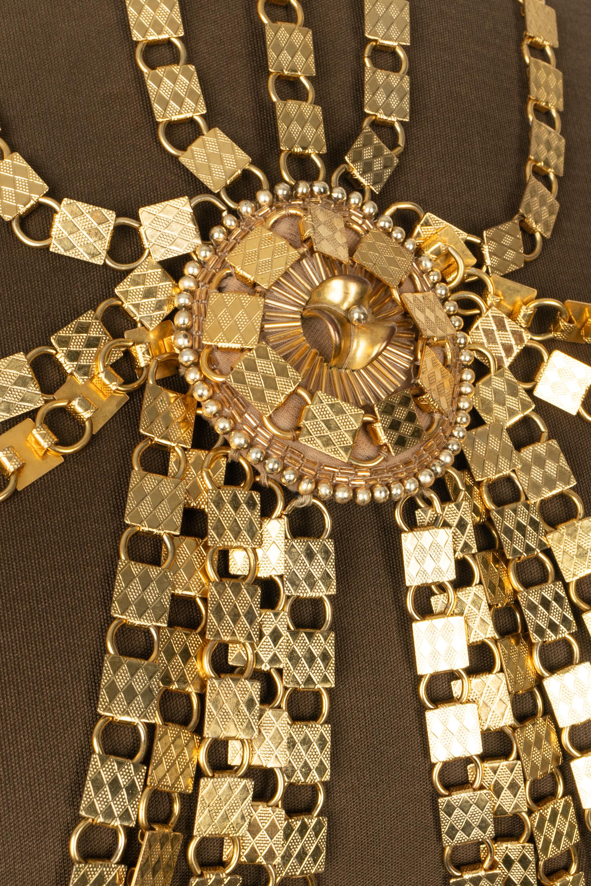 Marrone Top in jersey Pierre Cardin 1960-1970 in vendita