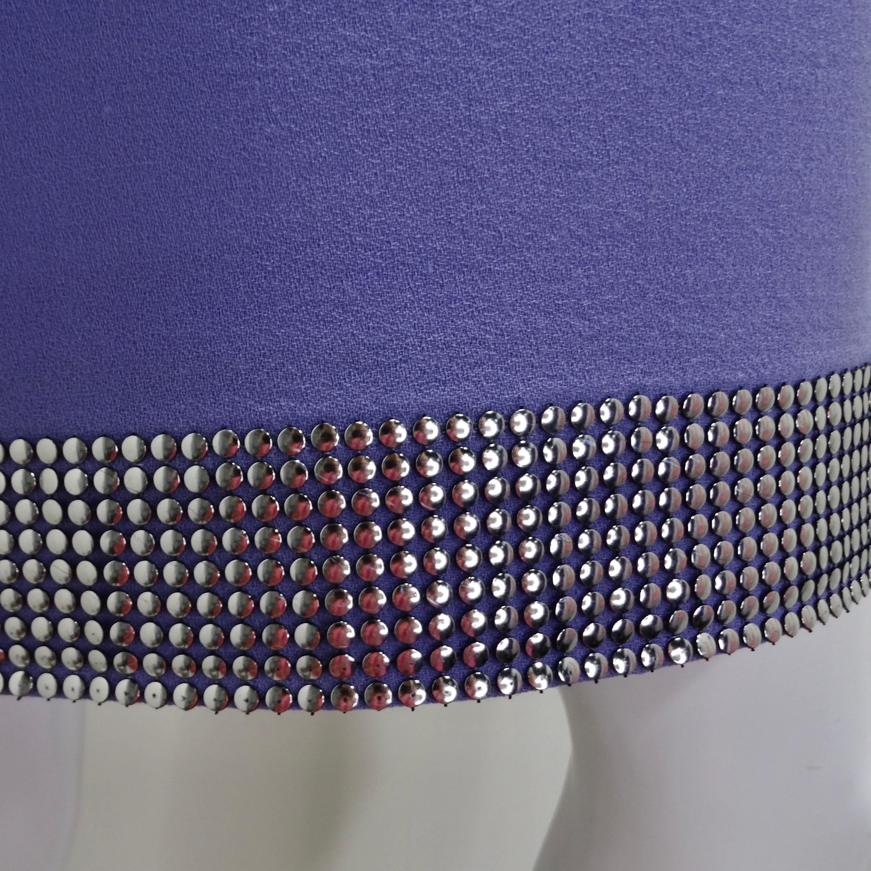 Pierre Cardin Lavender Studded Dress In Excellent Condition For Sale In Scottsdale, AZ