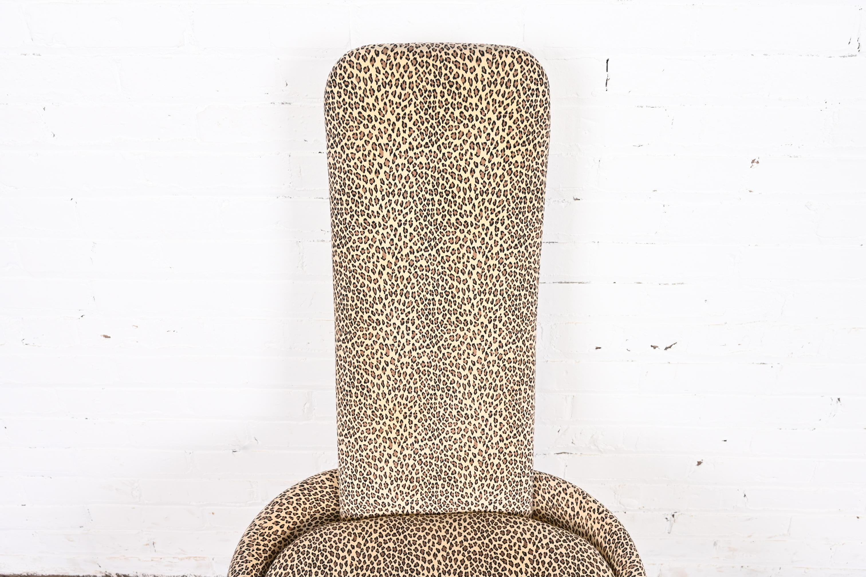 Upholstery Pierre Cardin Leopard Print Upholstered High Back Dining Chairs, Set of Six For Sale