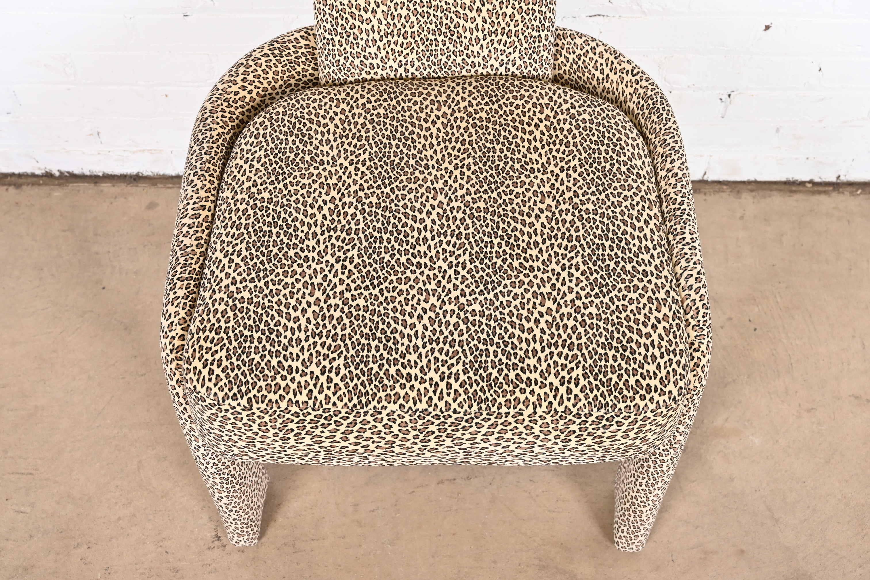 Pierre Cardin Leopard Print Upholstered High Back Dining Chairs, Set of Six For Sale 2