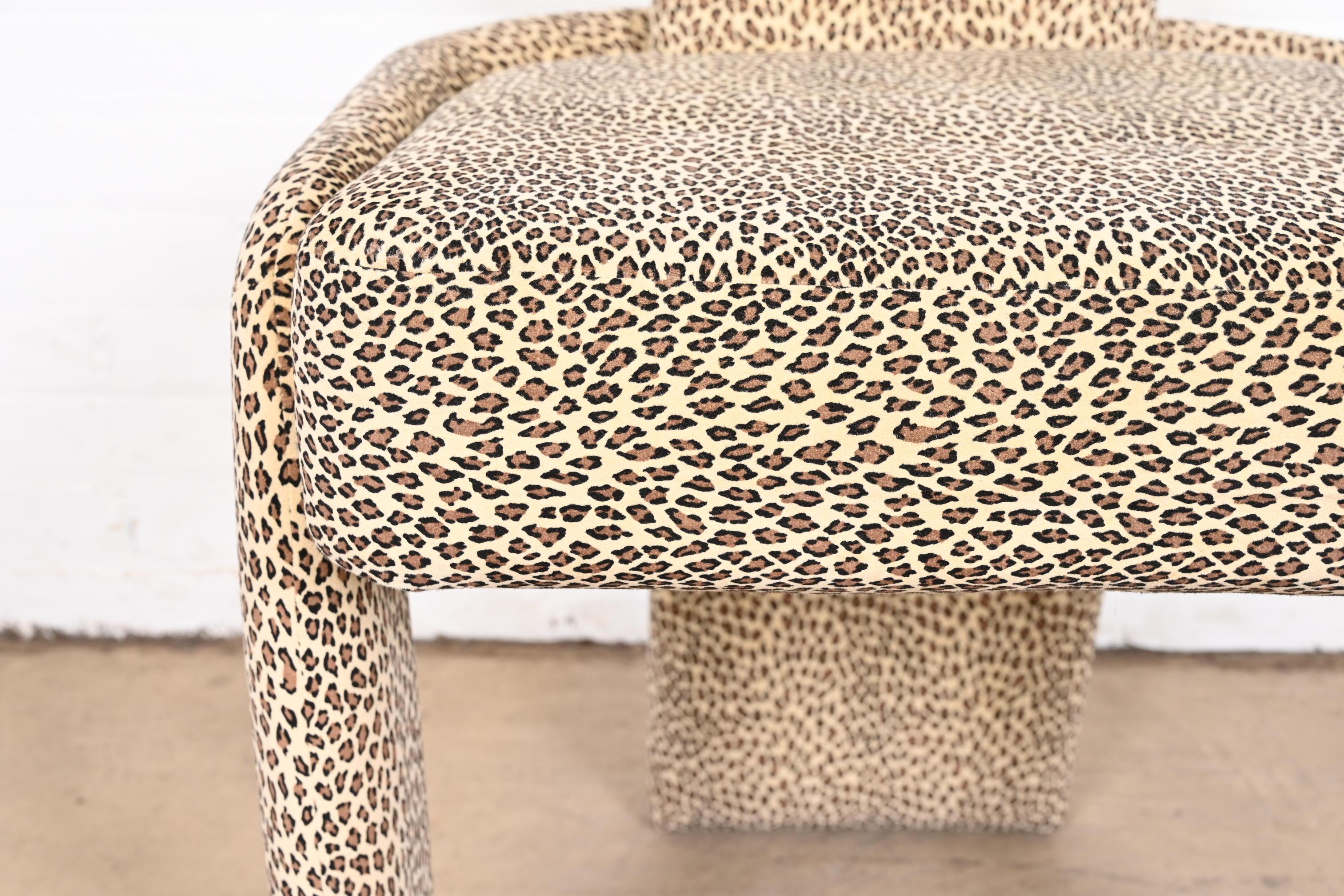 Pierre Cardin Leopard Print Upholstered High Back Dining Chairs, Set of Six For Sale 3