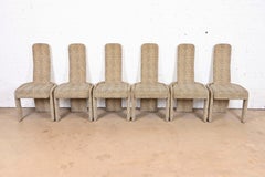 Pierre Cardin Leopard Print Upholstered High Back Dining Chairs, Set of Six