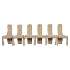 Vintage Pierre Cardin Leopard Print Upholstered High Back Dining Chairs, Set of Six