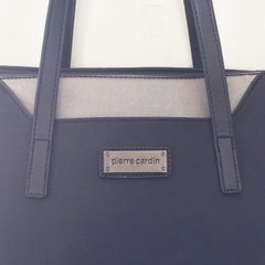 Pierre Cardin Linen Textured black handbag bag tote