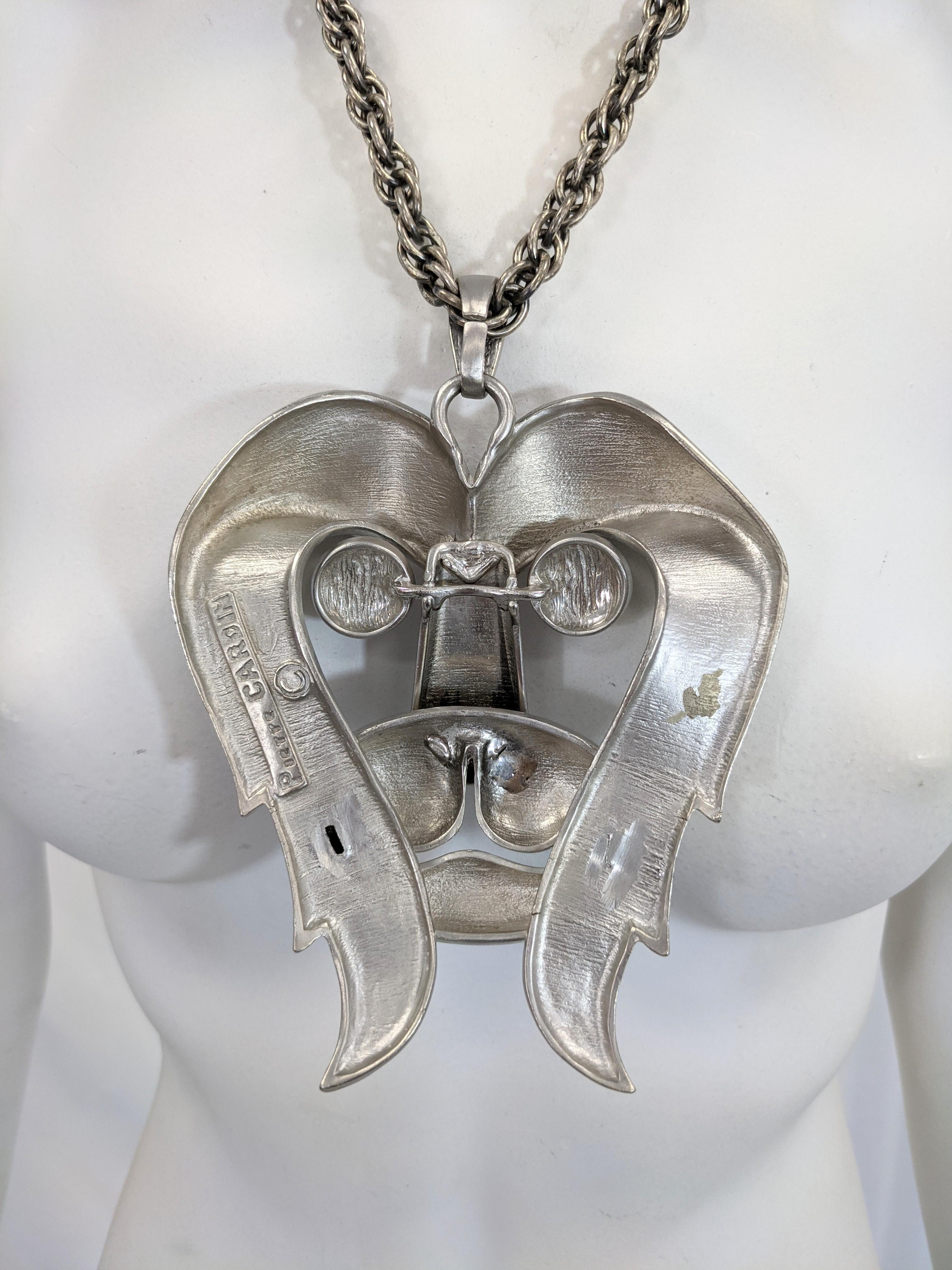 Modernist Pierre Cardin Lion Head Pendant Necklace For Sale
