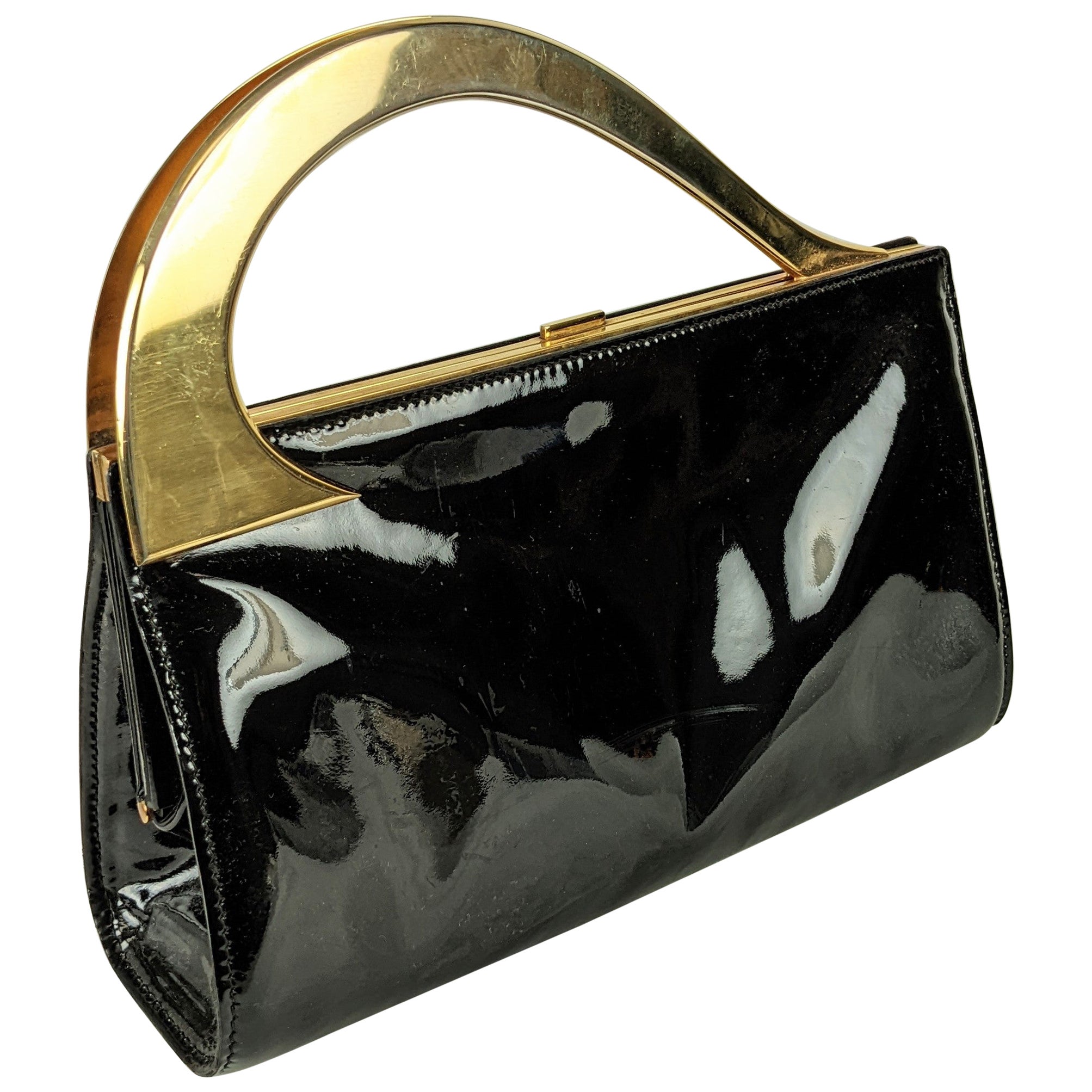 Bolso de charol con asa superior y logotipo Pierre Cardin