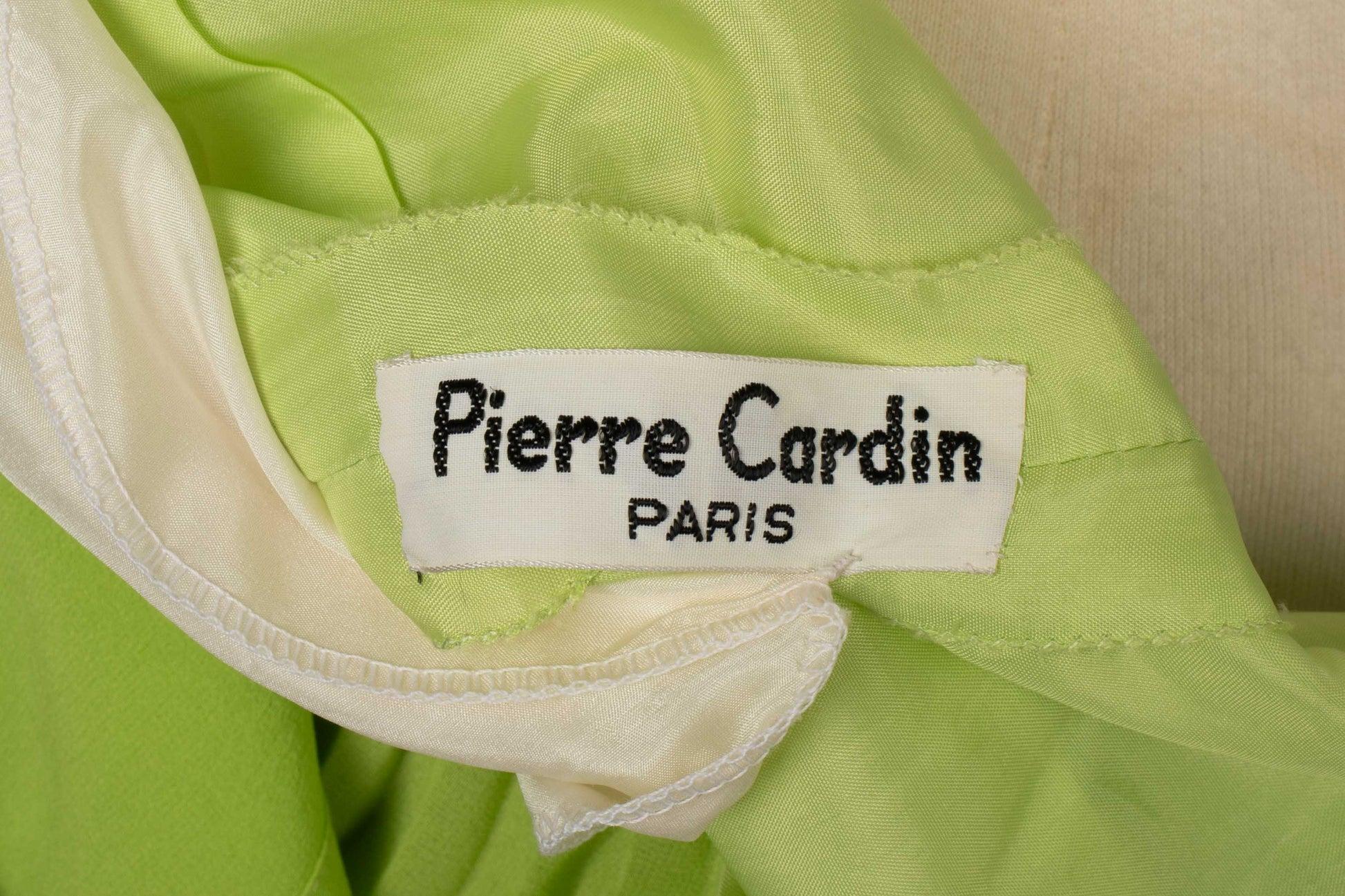 Vestido largo Pierre Cardin de crepé plisado en tonos verdes en venta 6