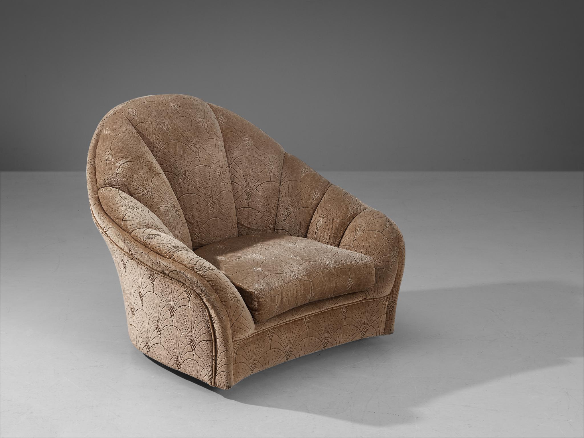 French Pierre Cardin Lounge Chair in Champagne Gold Velvet  For Sale