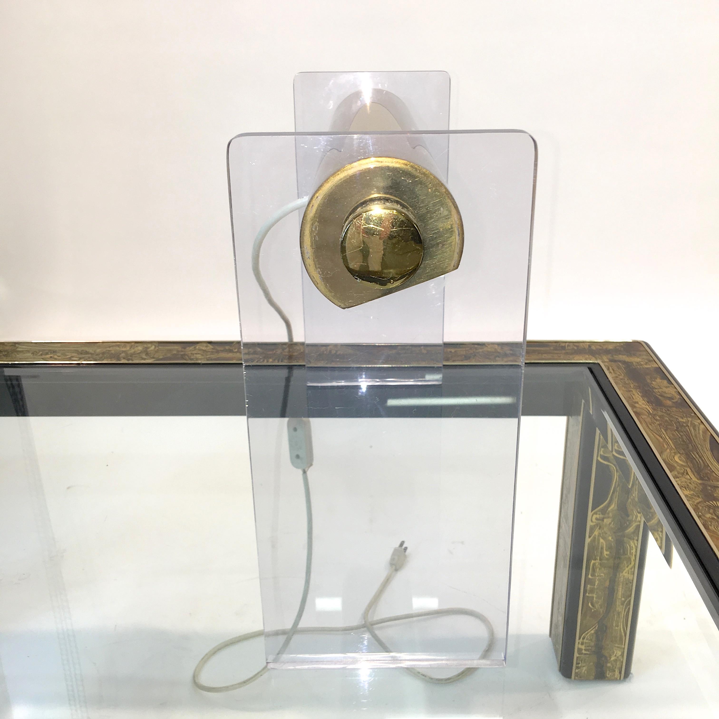 Pierre Cardin Lucite & Brass Table Lamp 2