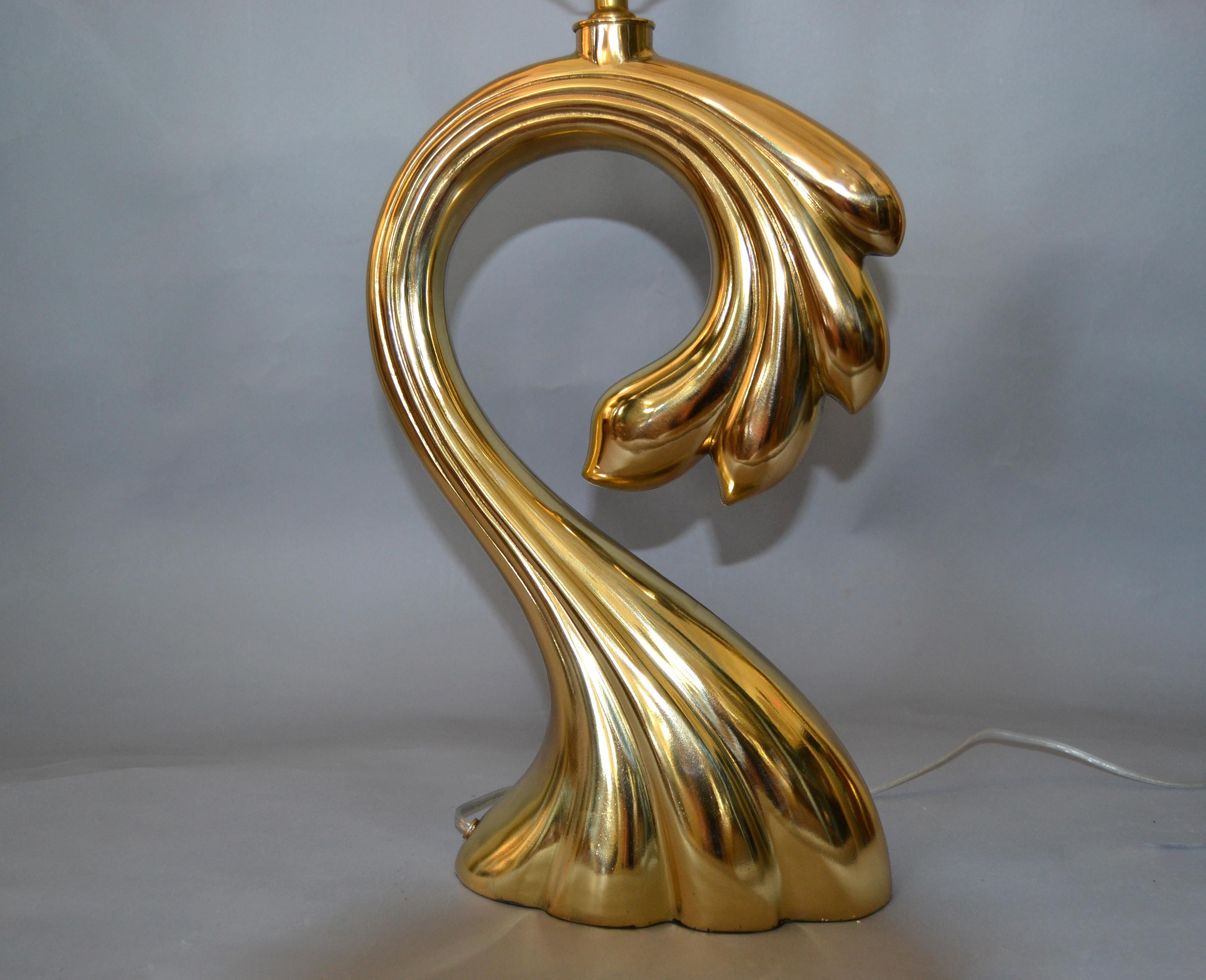Polished Pierre Cardin Manner Sculptural Brass Table Lamp Mid-Century Modern For Sale