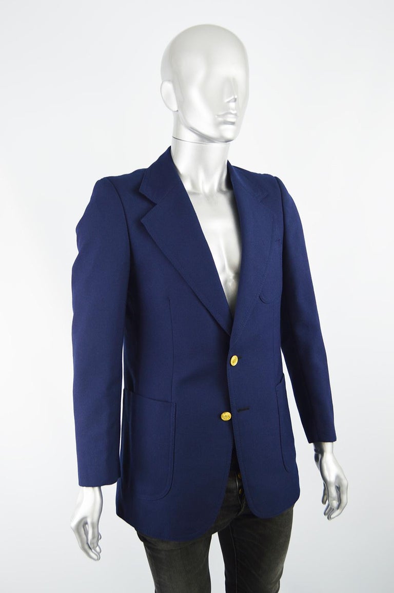 Pierre Cardin Men's 1970s Blue Paisley Lined Vintage Blazer Jacket For Sale 1