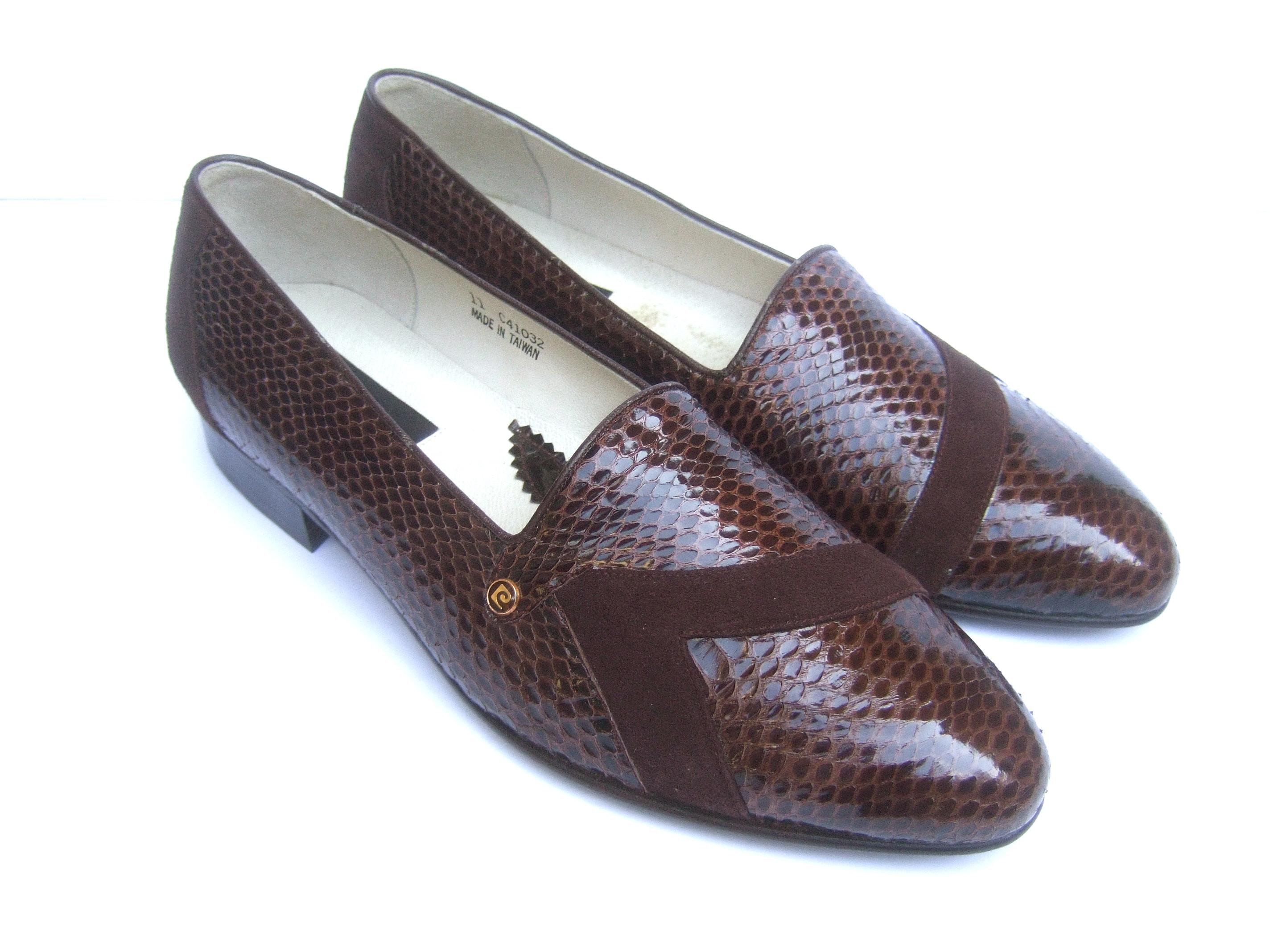 Gray Pierre Cardin Men's Brown Snakeskin Dress Shoes New Vintage US Size 11 c 1970s