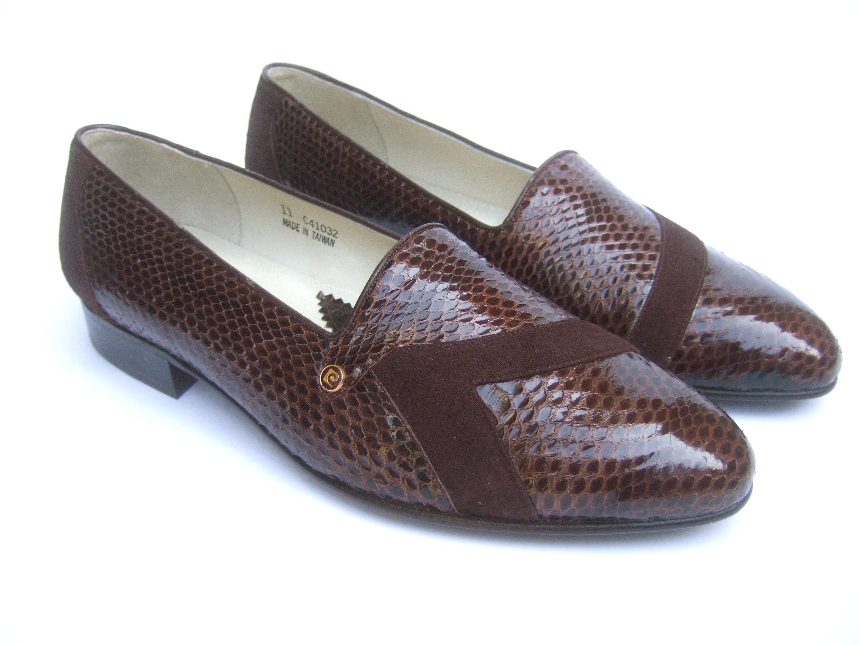 Pierre Cardin Men's Brown Snakeskin Dress Shoes New Vintage US Size 11 c 1970s 1