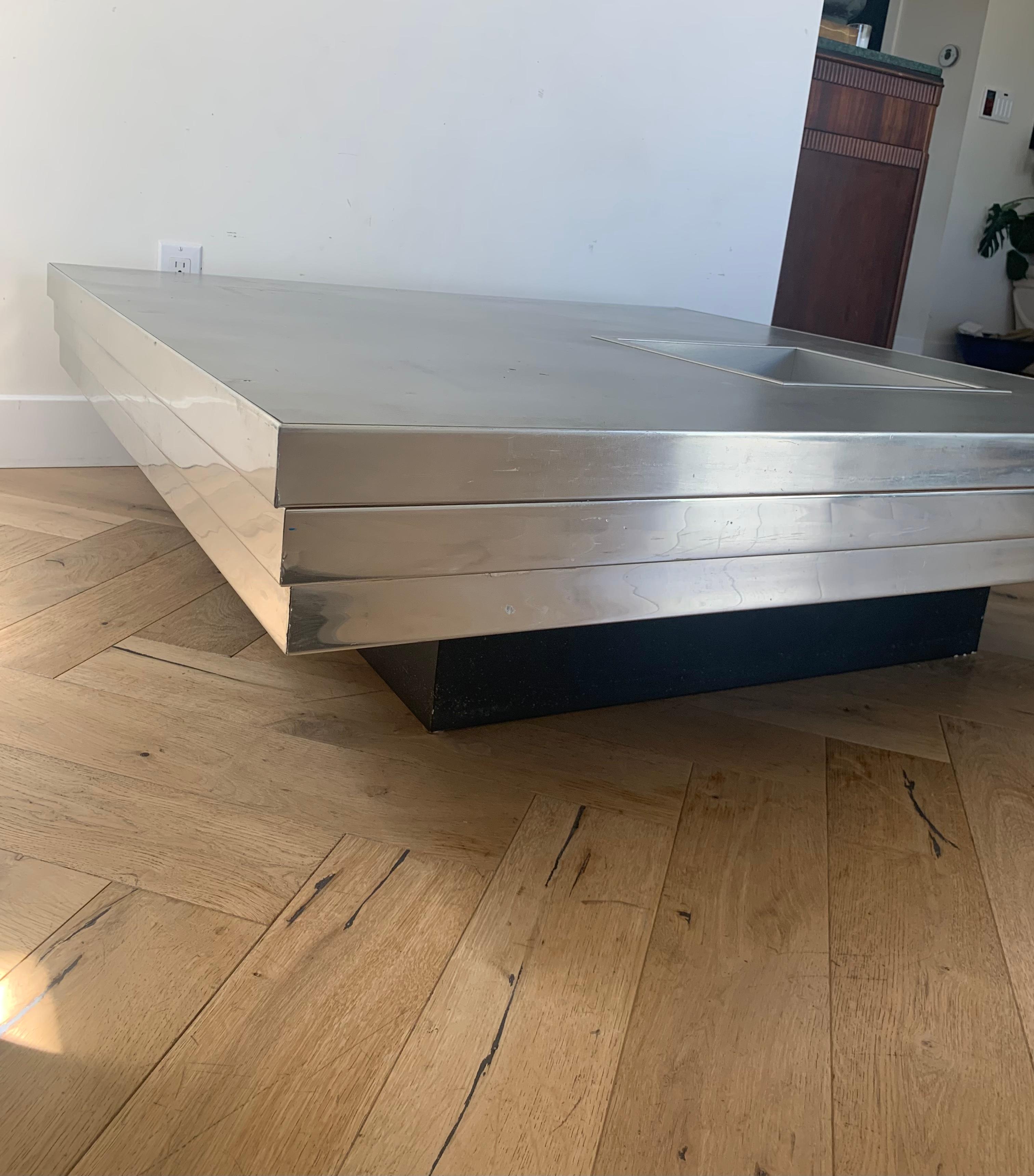 Pierre Cardin Metal and Wood Graduated Coffee Table, 1970s 3