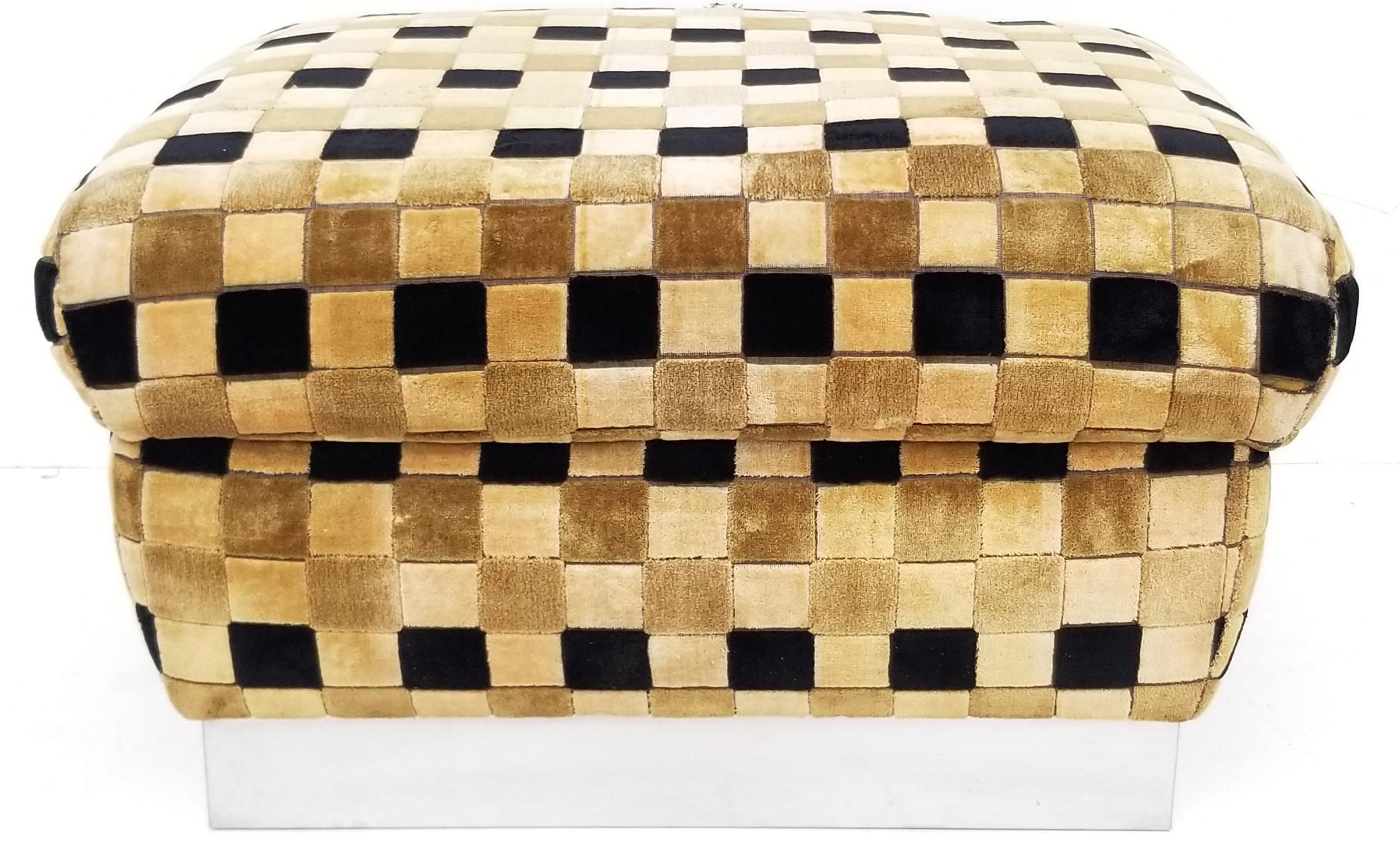 Pierre Cardin midcentury 1970 French stool, original fabric, chrome base.