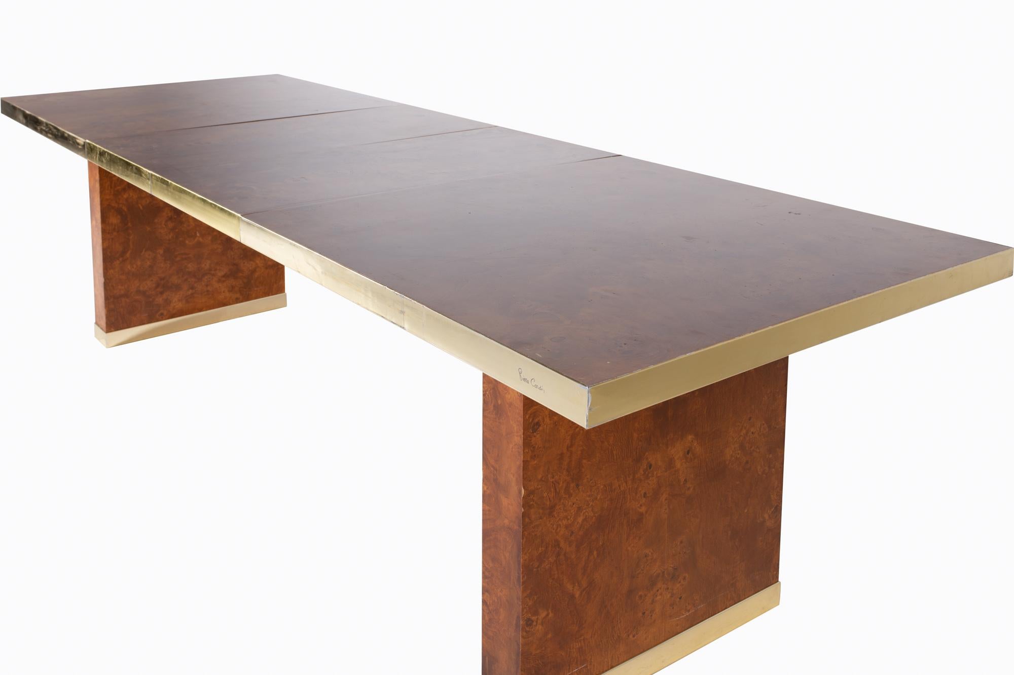 Pierre Cardin Mid Century Burlwood and Brass Dining Table For Sale 7