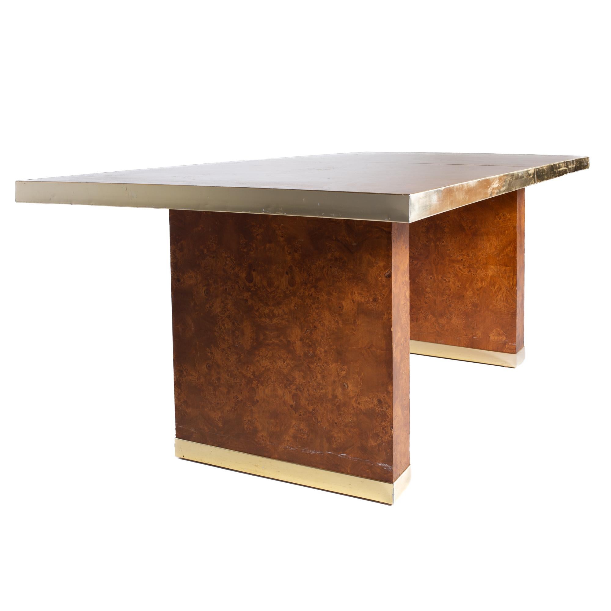 Pierre Cardin Mid Century Burlwood and Brass Dining Table For Sale 9