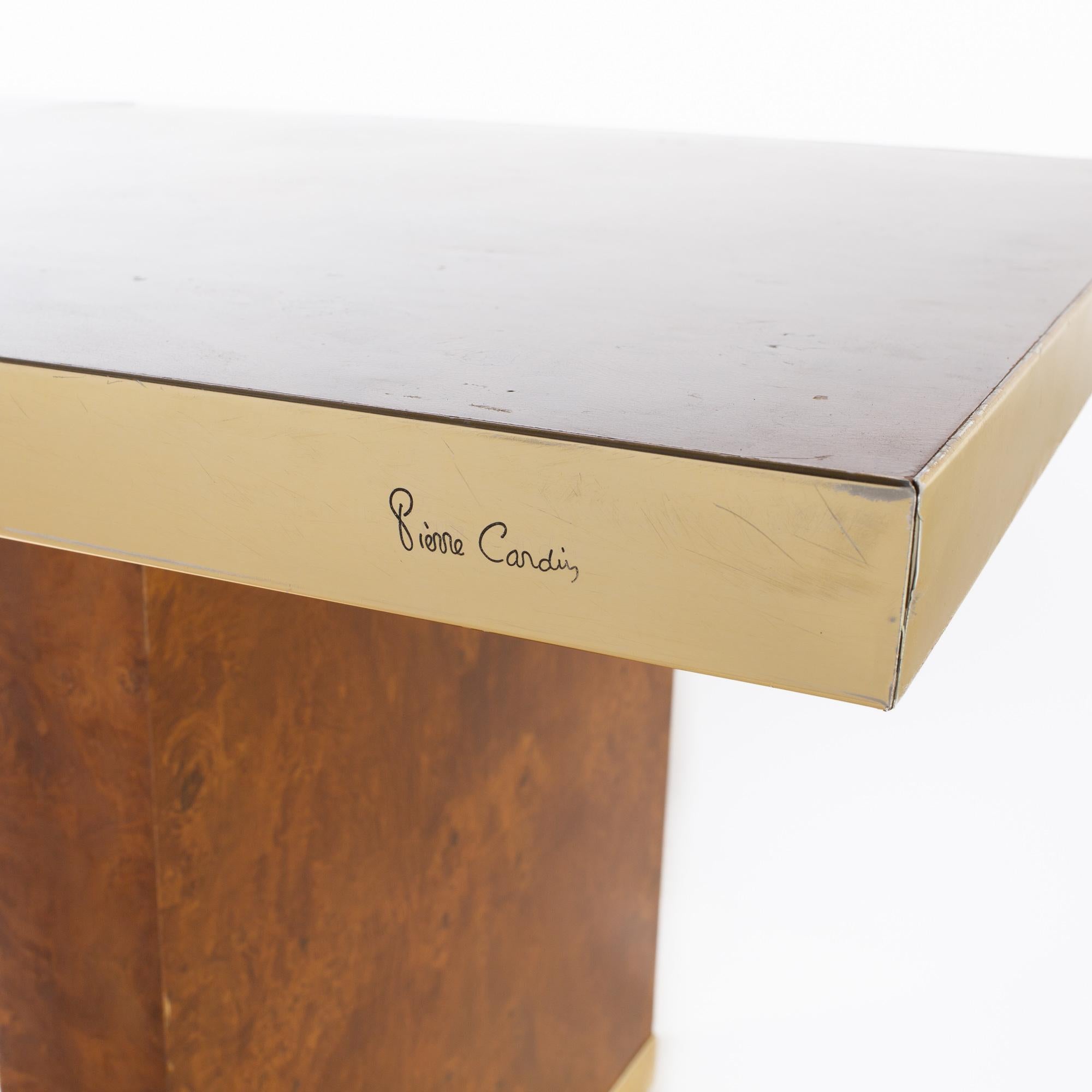 Pierre Cardin Table de salle à manger du milieu du siècle en bois d'ébène et laiton en vente 11