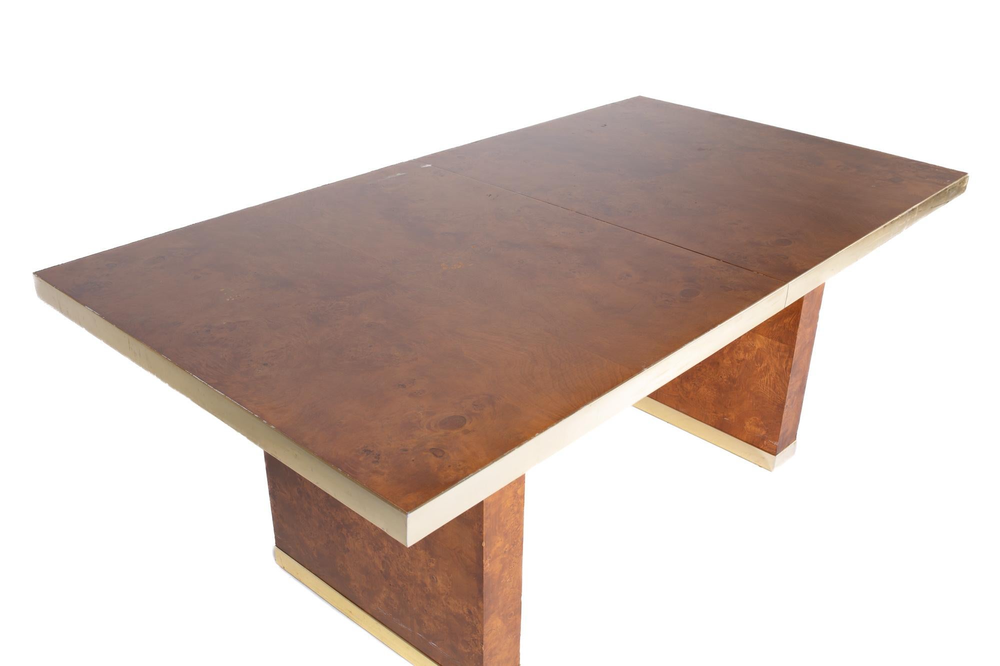 Mid-Century Modern Pierre Cardin Mid Century Burlwood and Brass Dining Table For Sale