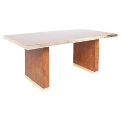Used Pierre Cardin Mid Century Burlwood and Brass Dining Table
