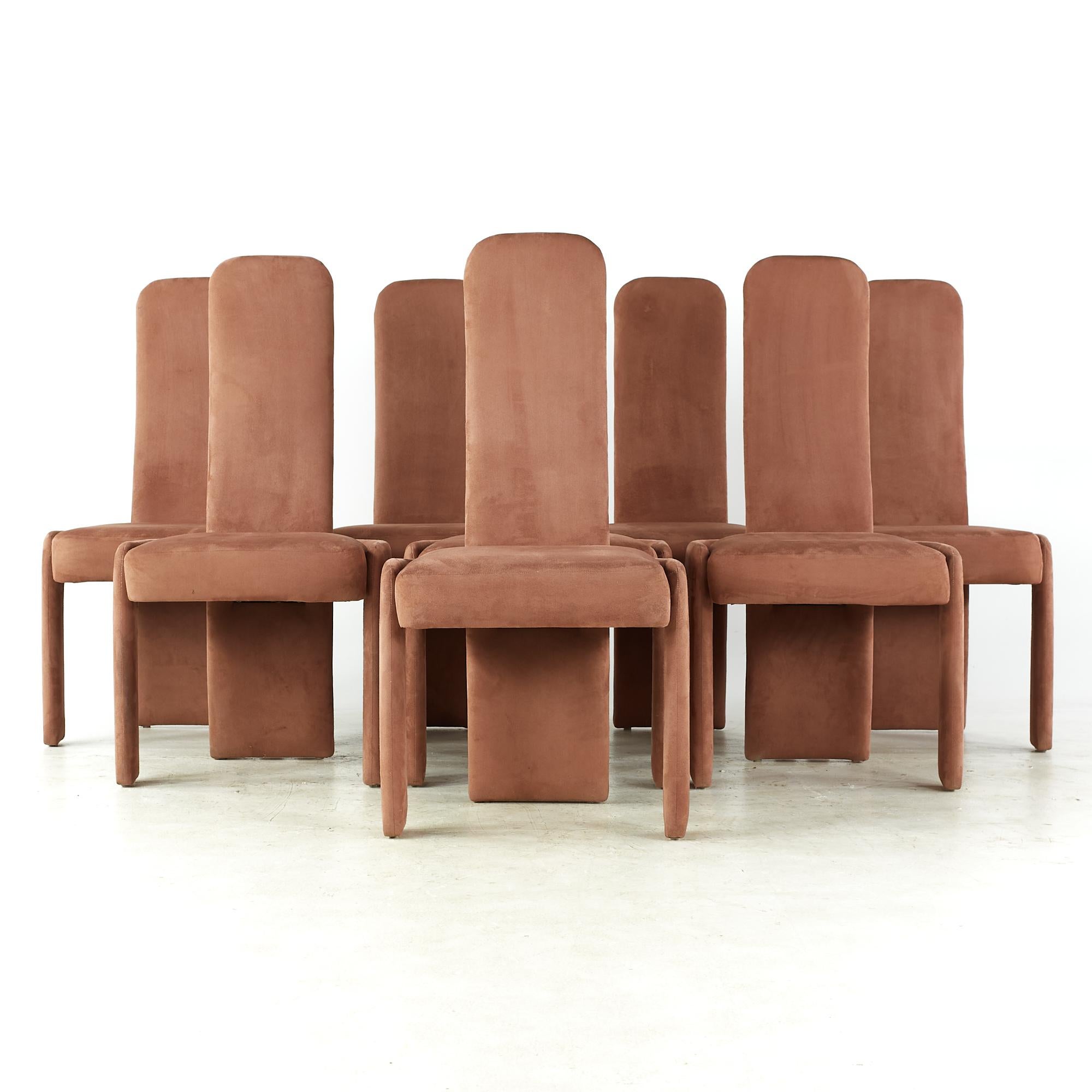 Pierre Cardin midcentury dining chairs - set of 8.

Each chair measures: 21.25 wide x 22 deep x 43 inches high, with a seat height/chair clearance of 19.25 inches

All pieces of furniture can be had in what we call restored vintage condition.