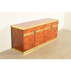 Credenza in legno di radice e ottone in stile Mid-Century Modern di Pierre Cardin, anni '70