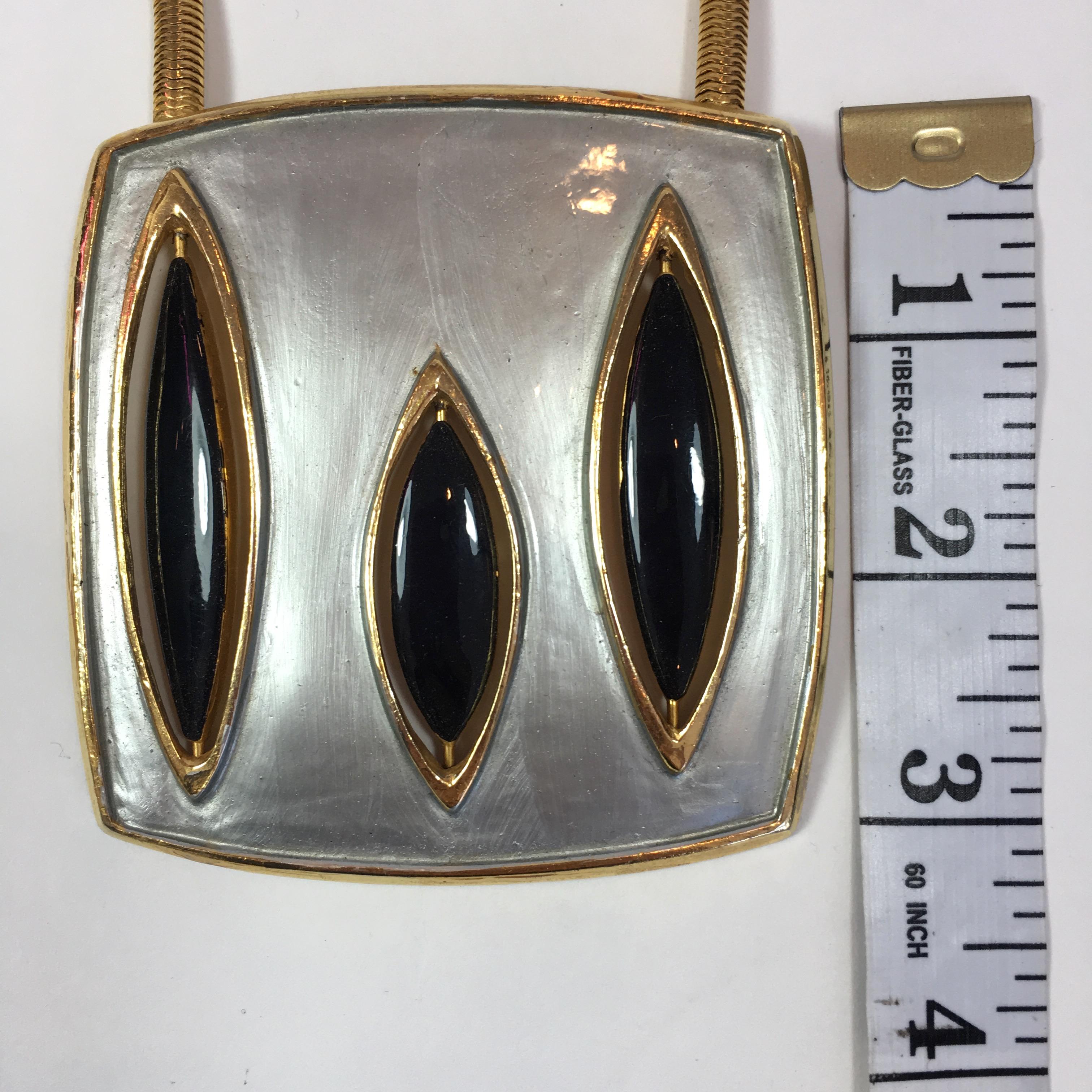 Modernist Pierre Cardin Mid-Century Modern Gold Tone and Enamel Necklace For Sale