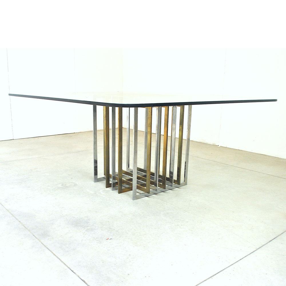 Pierre Cardin Midcentury 1970s Table in Brass Steel and Glass In Good Condition In bari, IT