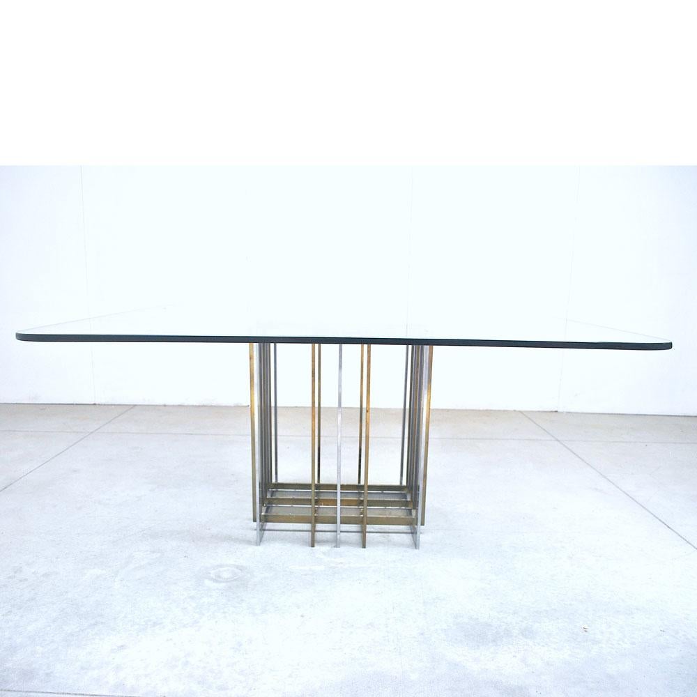 Pierre Cardin Midcentury 1970s Table in Brass Steel and Glass 2
