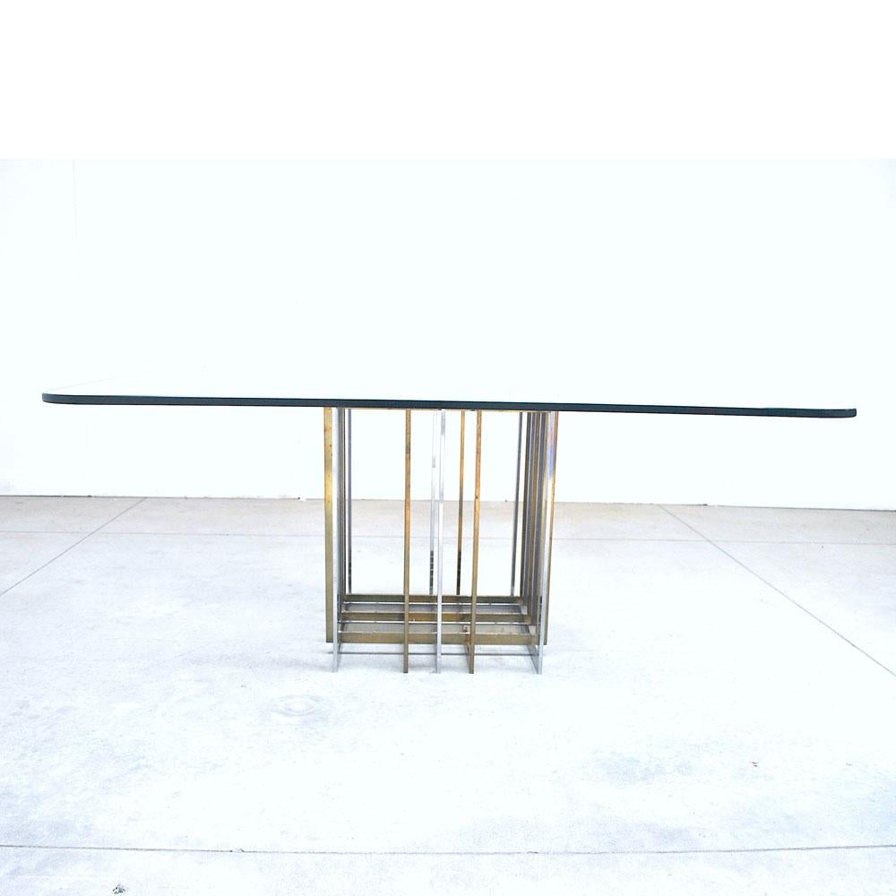 Pierre Cardin Midcentury 1970s Table in Brass Steel and Glass 3