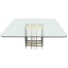 Pierre Cardin Midcentury 1970s Table in Brass Steel and Glass