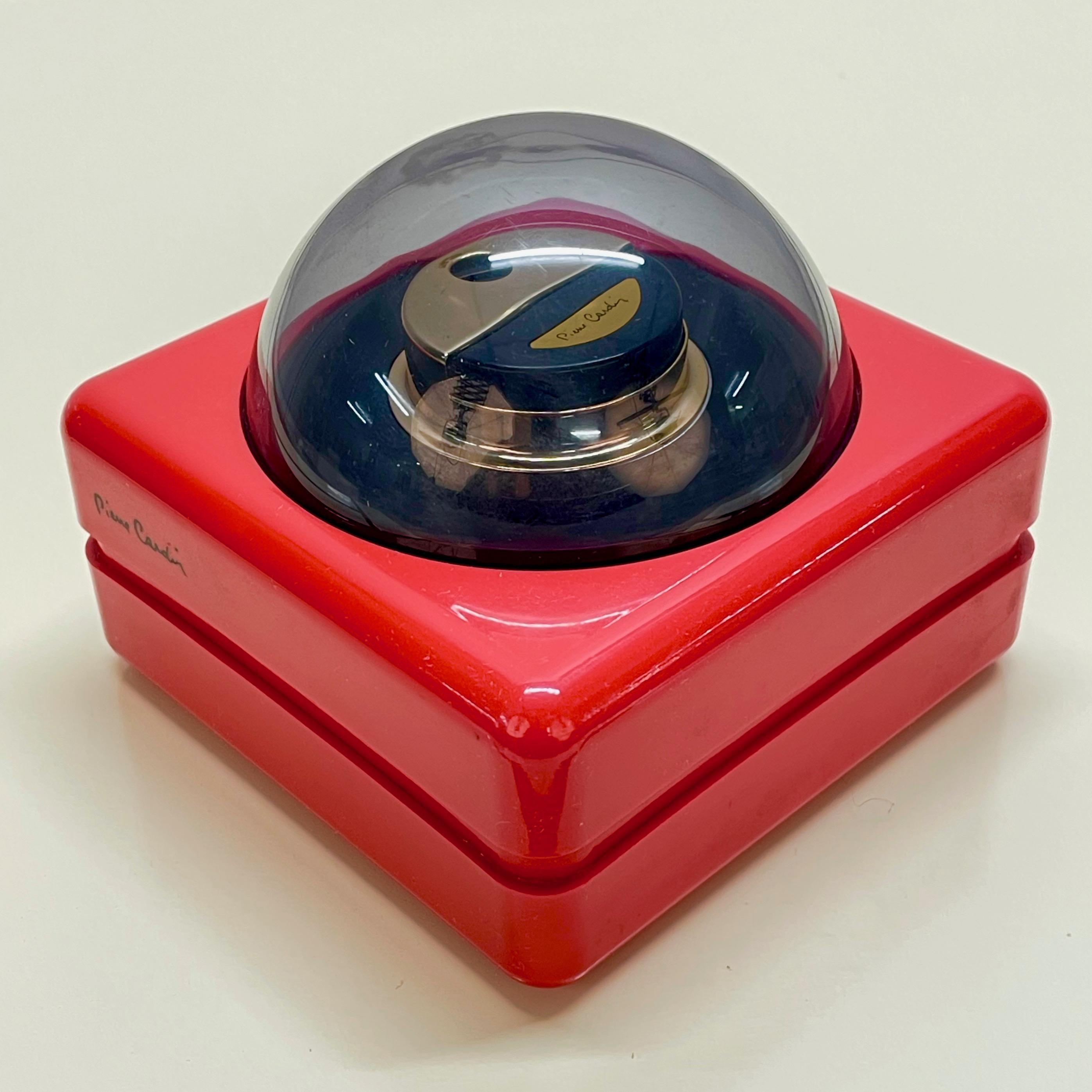 Mid-Century Modern Pierre Cardin Midcentury Red Plastic and Plexiglass French Table Lighter, 1970