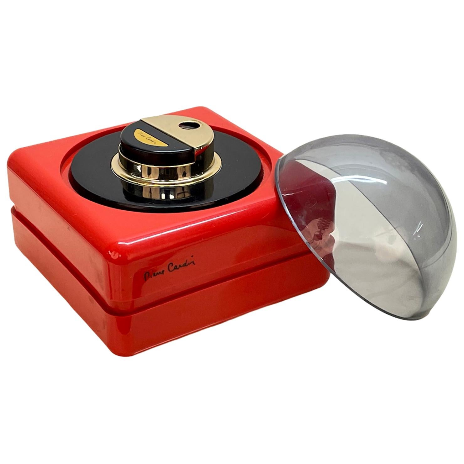 Pierre Cardin Midcentury Red Plastic and Plexiglass French Table Lighter, 1970