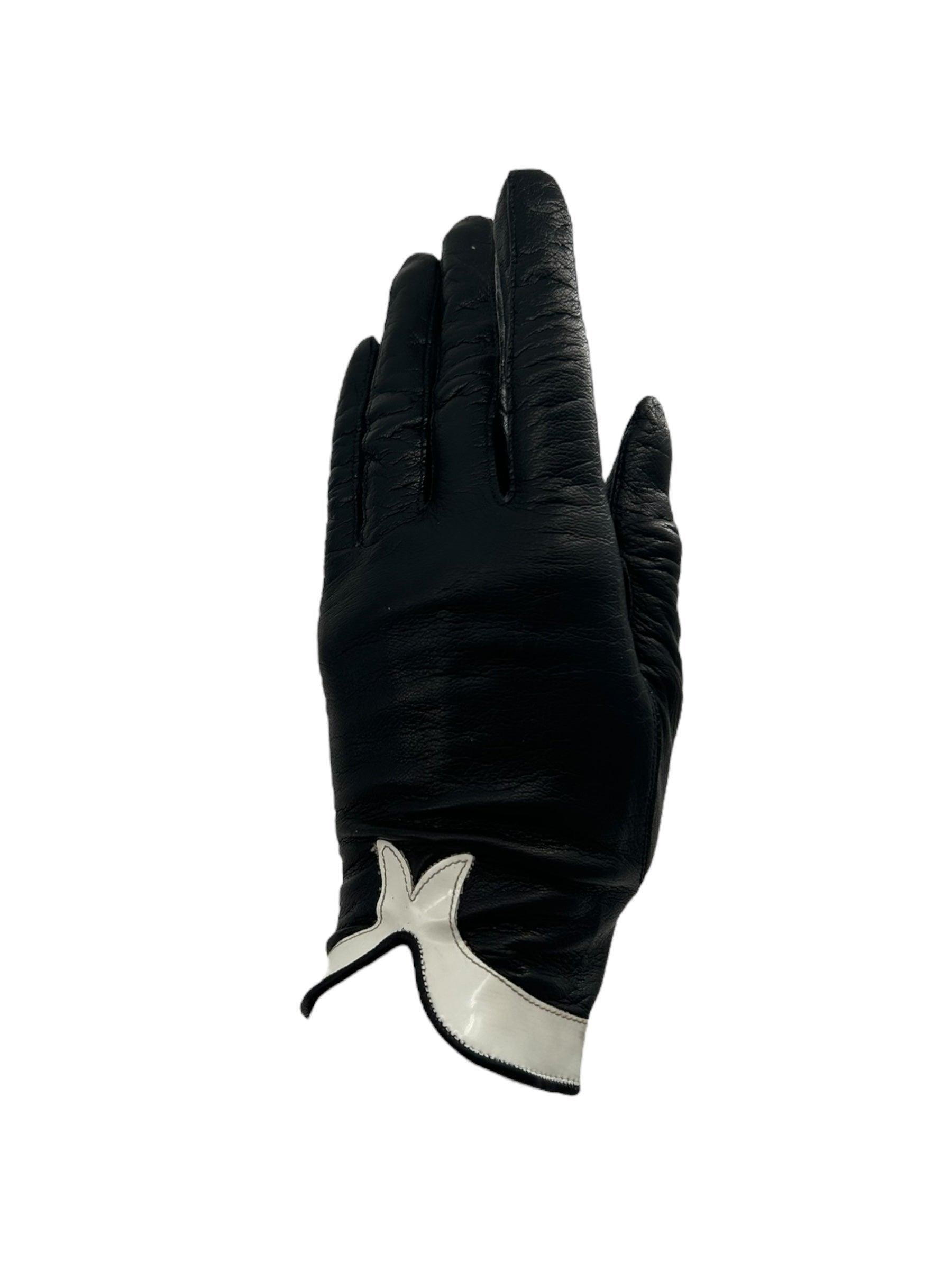 Black Pierre Cardin Mod Leather Gloves, 1960s For Sale