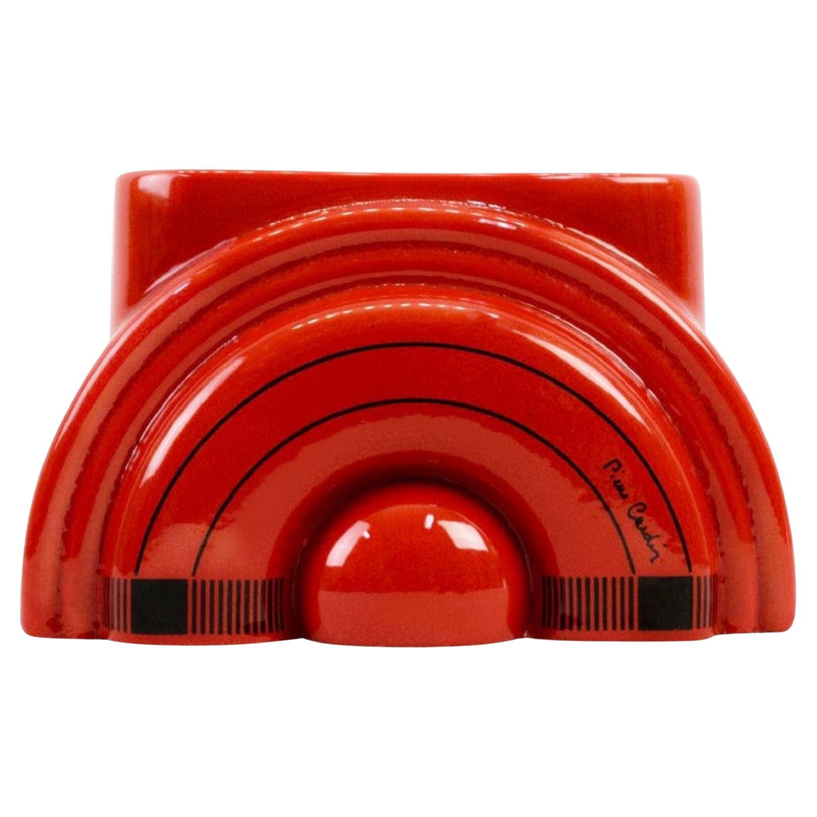 Pierre Cardin Modern Red Porcelain Vase Franco Pozzi Ceramica, 1970s, Italy