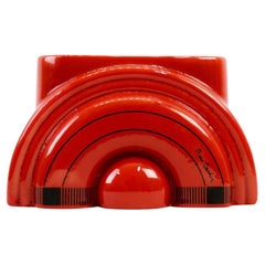 Vase moderne en porcelaine rouge Franco Pozzi Ceramica de Pierre Cardin, 1970, Italie