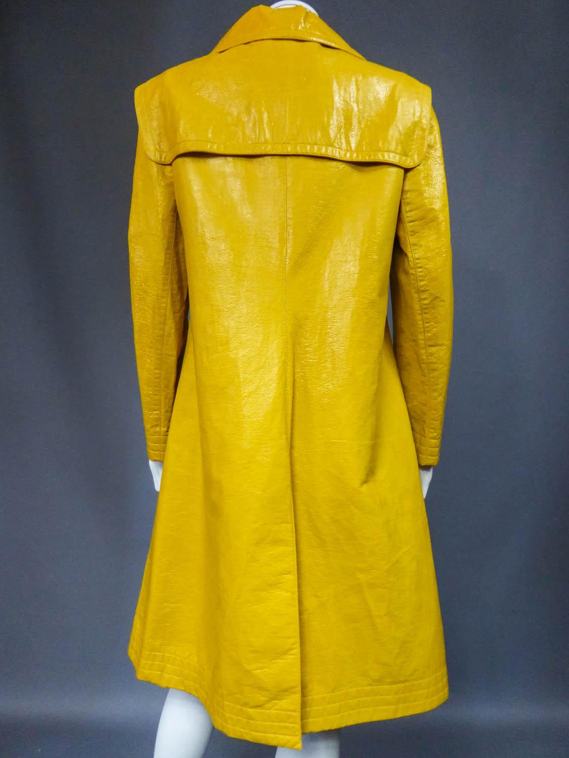 Pierre Cardin Modernist Coat in Mustard Yellow Vinyl Circa 1970 4