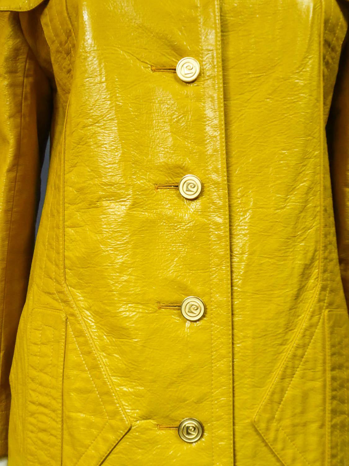 Pierre Cardin Modernist Coat in Mustard Yellow Vinyl Circa 1970 5