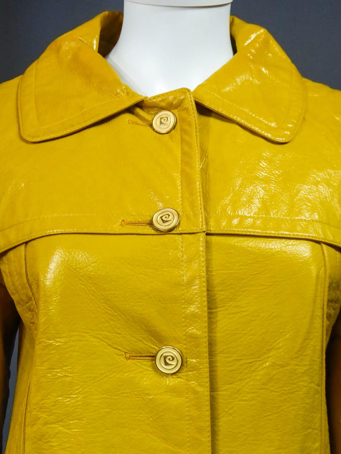 Pierre Cardin Modernist Coat in Mustard Yellow Vinyl Circa 1970 6