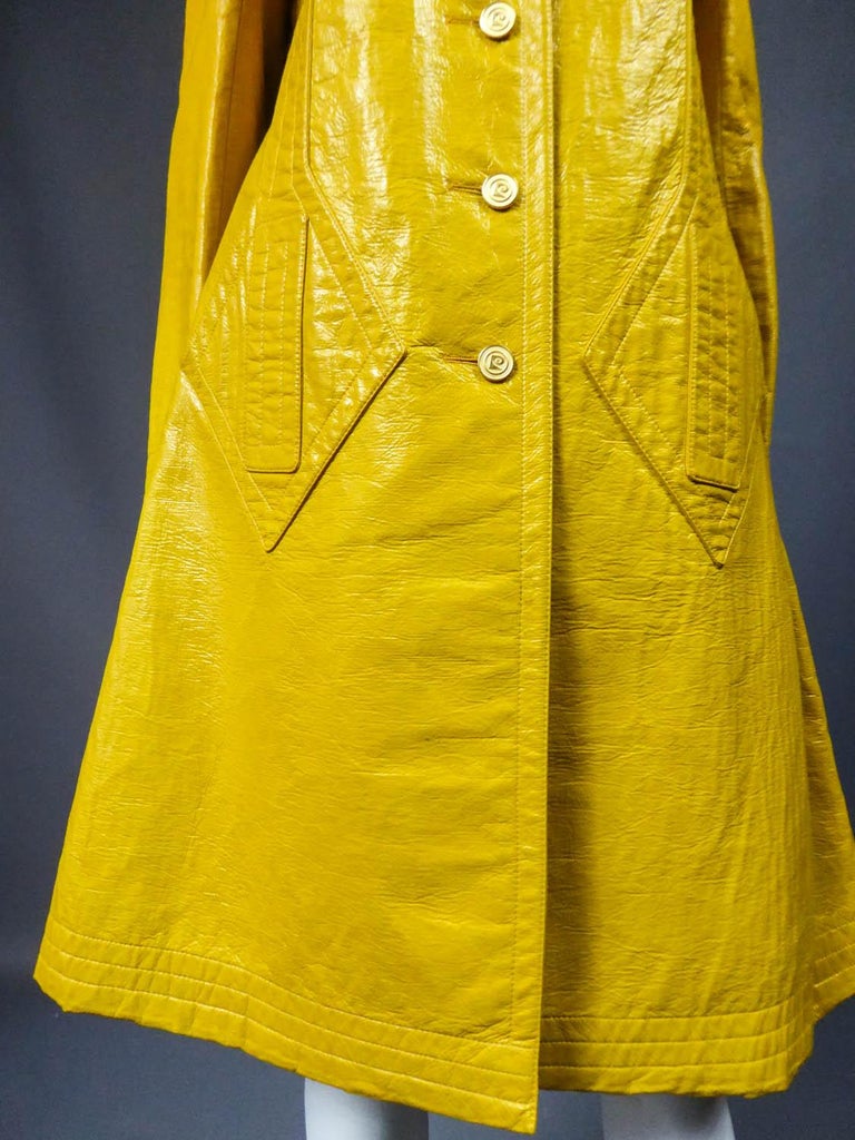 Pierre Cardin Modernist Coat in Mustard Yellow Vinyl Circa 1970 at 1stDibs