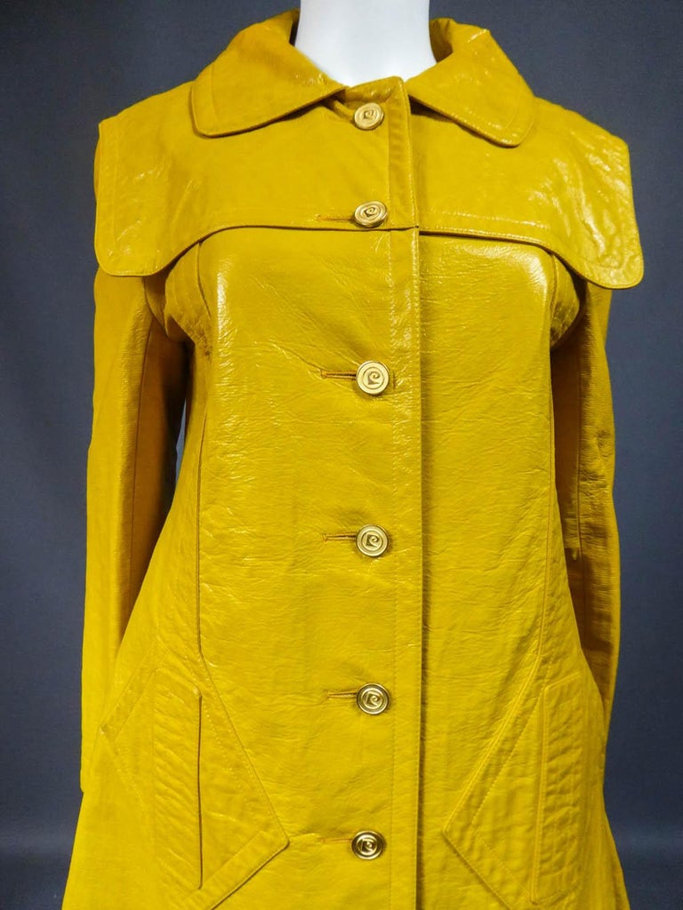 Pierre Cardin Modernist Coat in Mustard Yellow Vinyl Circa 1970 at 1stDibs