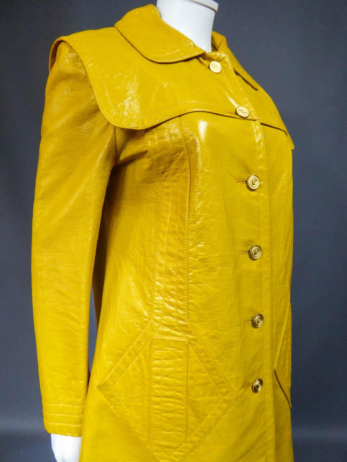 Women's Pierre Cardin Modernist Coat in Mustard Yellow Vinyl Circa 1970