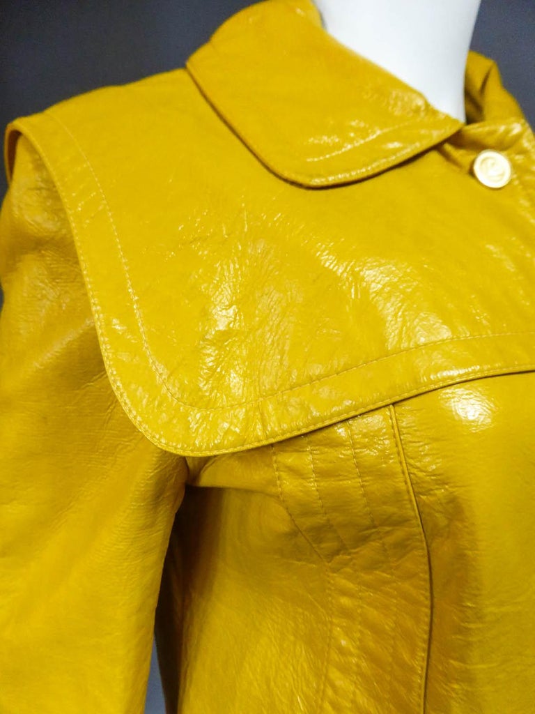 Pierre Cardin Modernist Coat in Mustard Yellow Vinyl Circa 1970 at 1stDibs