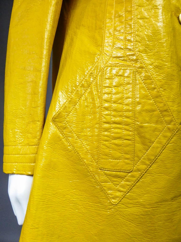 Pierre Cardin Modernist Coat in Mustard Yellow Vinyl Circa 1970 at 1stDibs